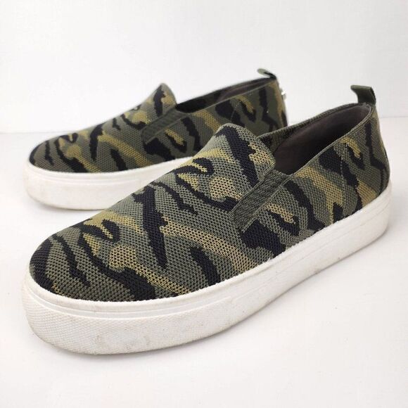 Steve Madden Maygee Green Camo Platform Slip On Knit Sneaker Womens 8 - Picture 1 of 8
